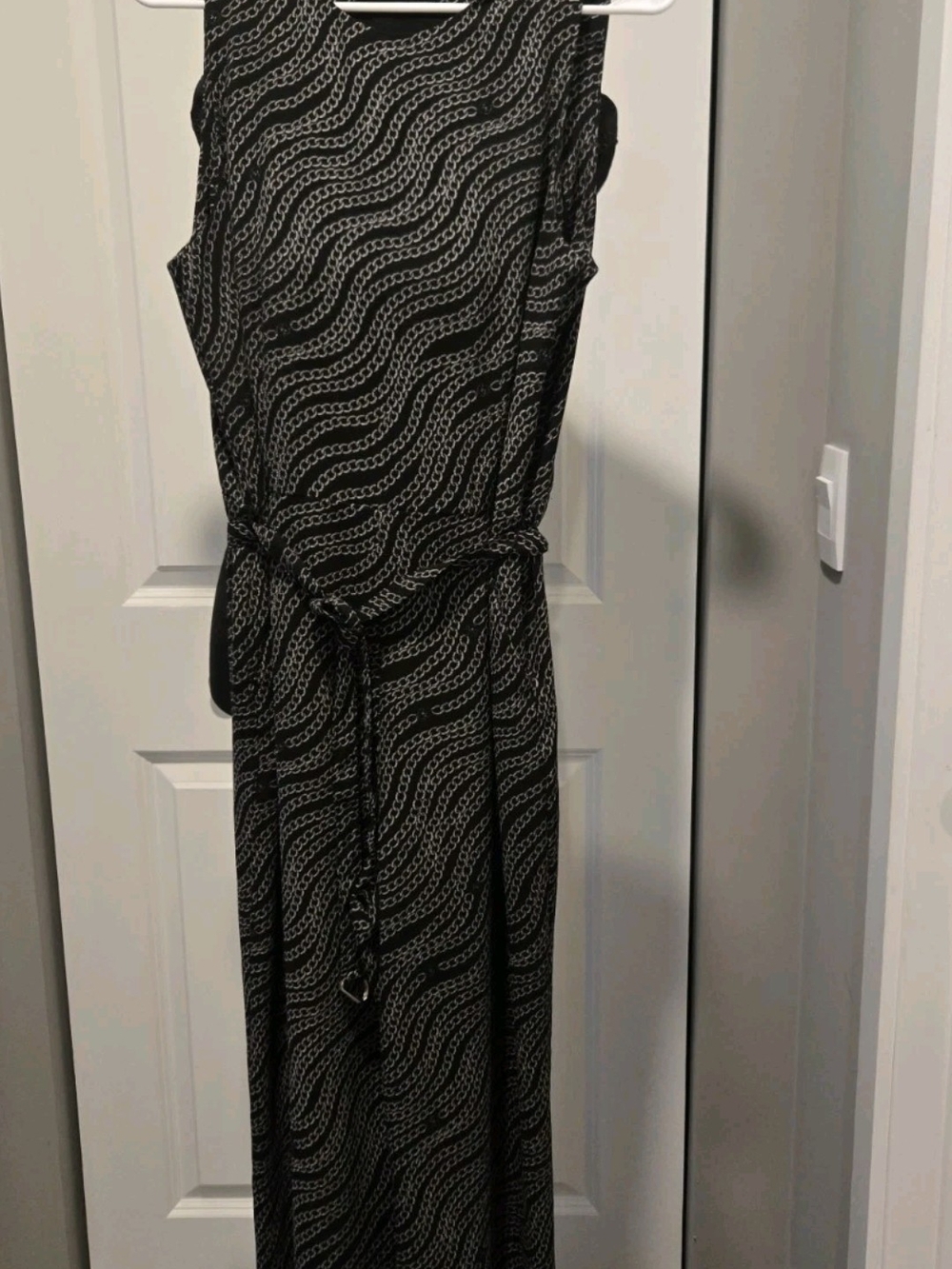 MICHAEL Michael Kors Black and White Sleeveless Jumpsuit with Tie Waist